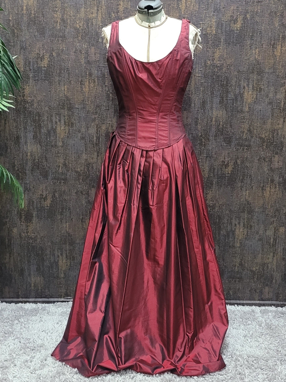 Vintage Y2K Custom Burgundy Corset Gown 2 Piece Size 6